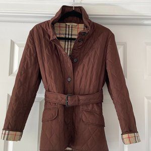 Burberry Brown Diamond Quilted Belted Coat